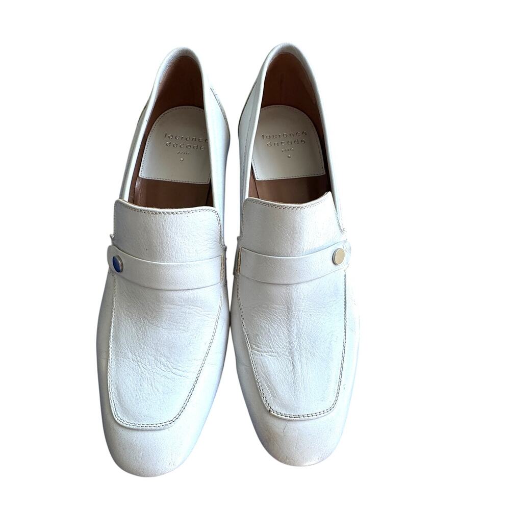 Laurence Dacade White Leather Tracy Heeled Loafers Shoes Italy - Picture 2 of 10